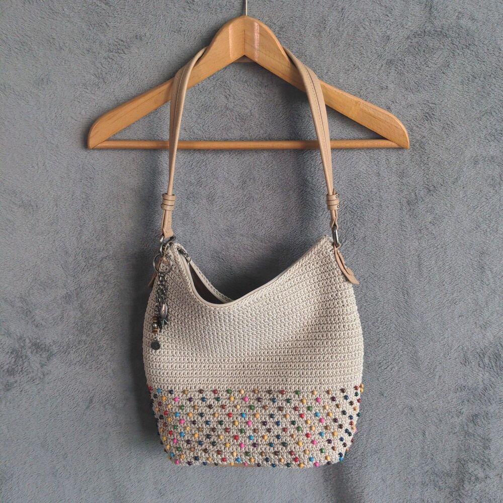 NWOT The Sak Sequoia Hobo Handbag Crochet Multi Beaded Boho Shoulder Bag Charms - Picture 4 of 10